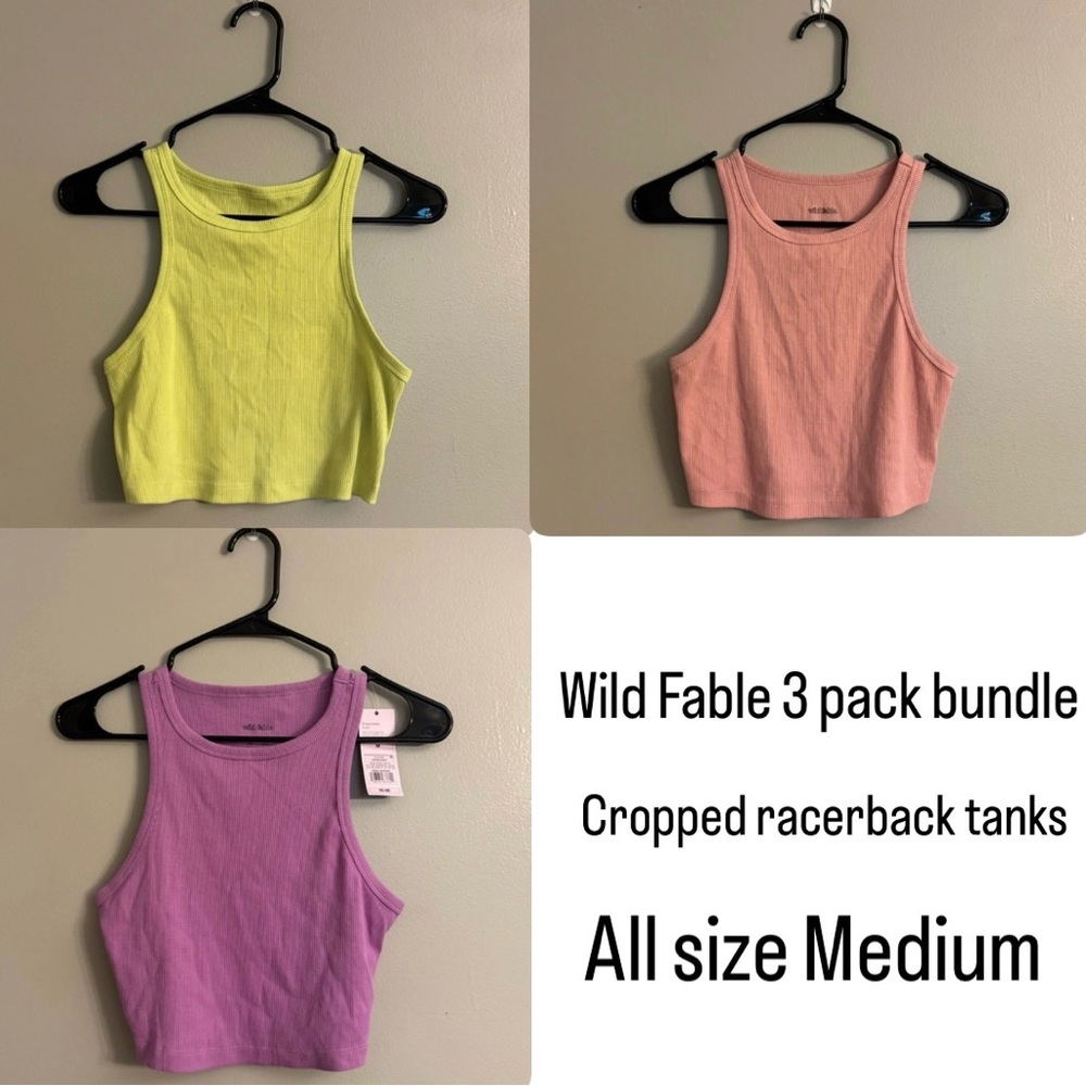 3 Pack Bundle! Women’s Wild Fable Tank Top Trio - Neon Yellow, Peach, Purple: M